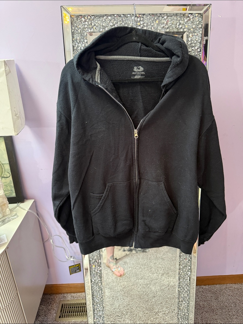 Fruit of the Loom Black Full-Zip Hooded Sweatshirt